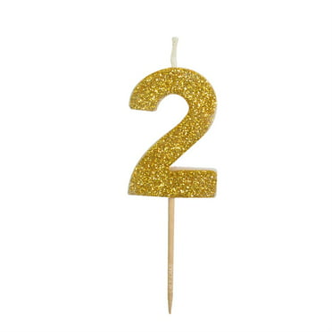 NUMBER AGE GOLD GLITTER HAPPY BIRTHDAY CANDLES CAKE TOPPER DECORATION 0-9